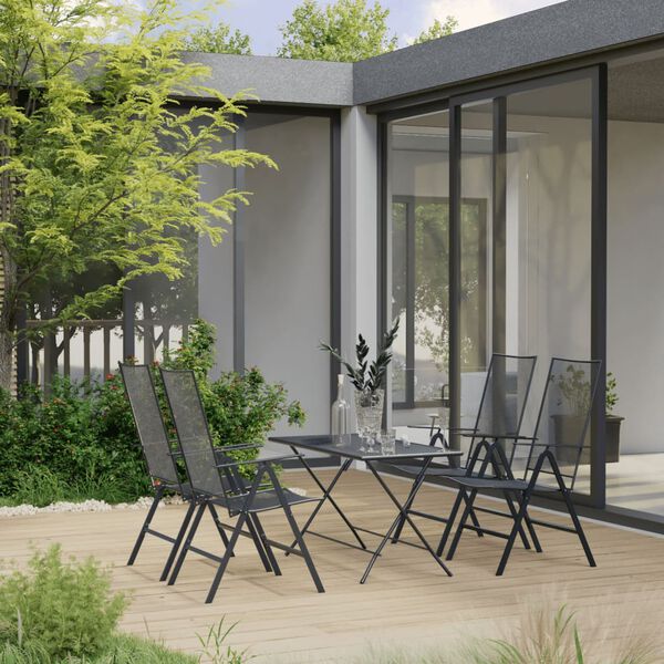 vidaXL Ensemble &agrave; manger de jardin 5 pcs Acier Anthracite