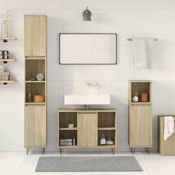 vidaXL Ensemble de meubles de salle de bain 3 pcs ch&ecirc;ne sonoma