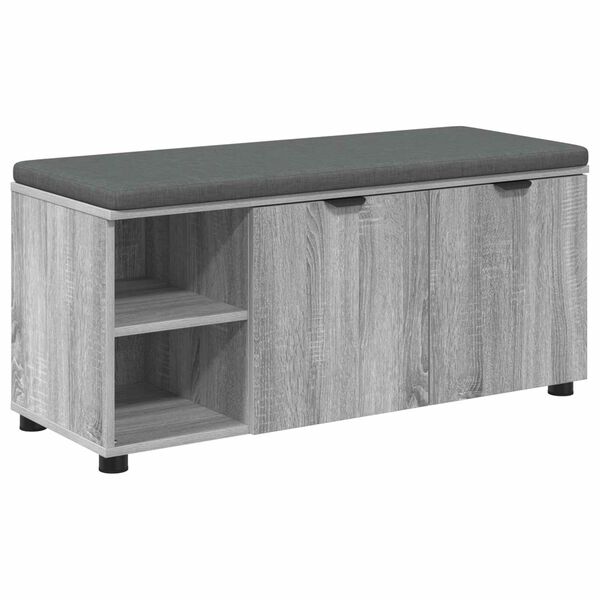 vidaXL Banc d'entr&eacute;e avec coussin Uni Gris Sonoma 100 x 38 x 46 cm