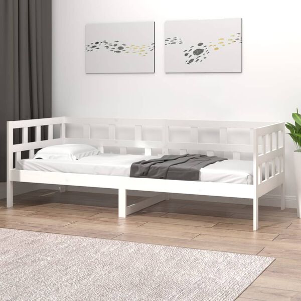 vidaXL Lit de jour sans matelas blanc bois de pin massif 90x190 cm