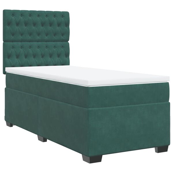 vidaXL Sommier &agrave; lattes de lit avec matelas Vert fonc&eacute; 90x190 cm