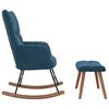 vidaXL Chaise &agrave; bascule avec tabouret en velours bleu