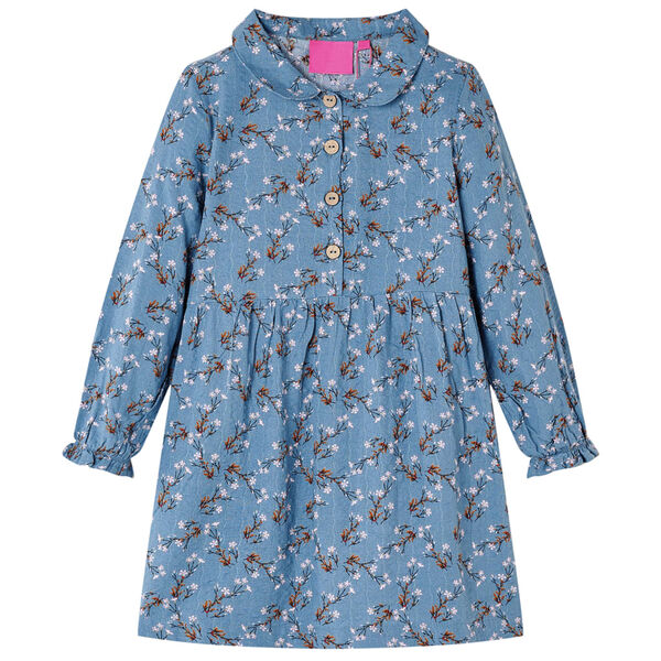 Robe pour enfants &agrave; manches longues bleu essence 140