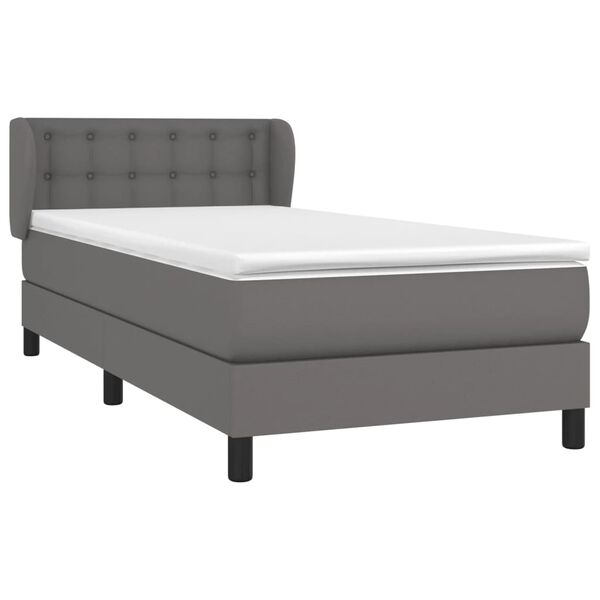 vidaXL Sommier &agrave; lattes de lit avec matelas Gris 90x190 cm Similicuir
