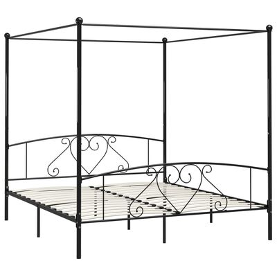 vidaXL Cadre de lit sans matelas avec baldaquin noir 180x200 cm métal