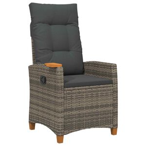 vidaXL Chaise inclinable avec plateau &agrave; th&eacute; polyrotin