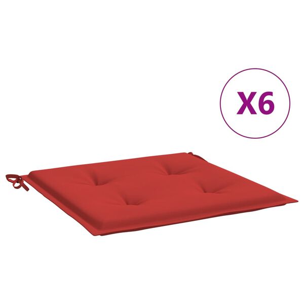 vidaXL Coussins de chaise jardin lot de 6 rouge 50x50x4cm tissu oxford