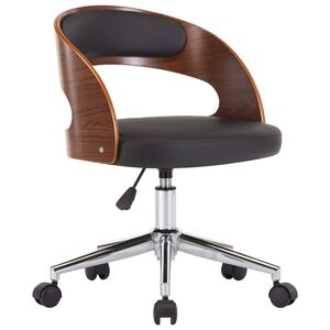 vidaXL Chaise pivotante de bureau Noir Bois courb&eacute; et similicuir