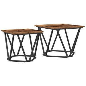 vidaXL Ensemble de tables d'appoint 2 pc bois recycl&eacute; 50 x 50 x 40 cm
