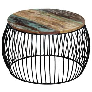 vidaXL Table basse ronde 68x37 cm Bois de r&eacute;cup&eacute;ration massif