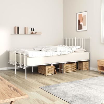 vidaXL Cadre de lit métal sans matelas et pied de lit blanc 120x190 cm