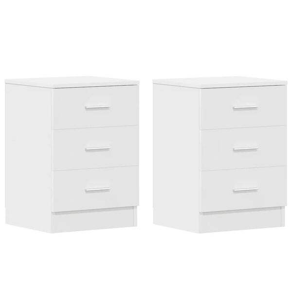 vidaXL Tables de chevet 2 pcs Blanc 38x35x56 cm Bois d'ing&eacute;nierie