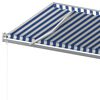 vidaXL Auvent manuel r&eacute;tractable avec poteaux 5x3,5 m Bleu et blanc