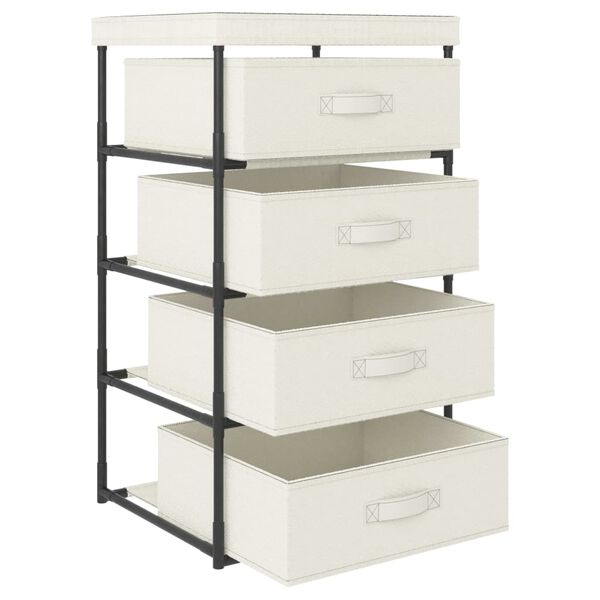 vidaXL &Eacute;tag&egrave;re de rangement avec 4 paniers en tissu Acier Cr&egrave;me
