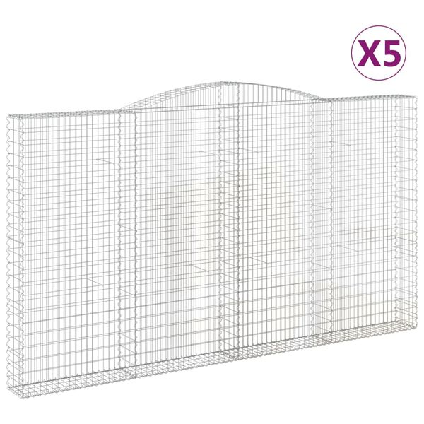 vidaXL Paniers &agrave; gabions arqu&eacute;s 5 pcs 400x30x220/240 cm Fer galvanis&eacute;