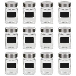 vidaXL Pots de conservation avec autocollant 12 pcs 300 ml