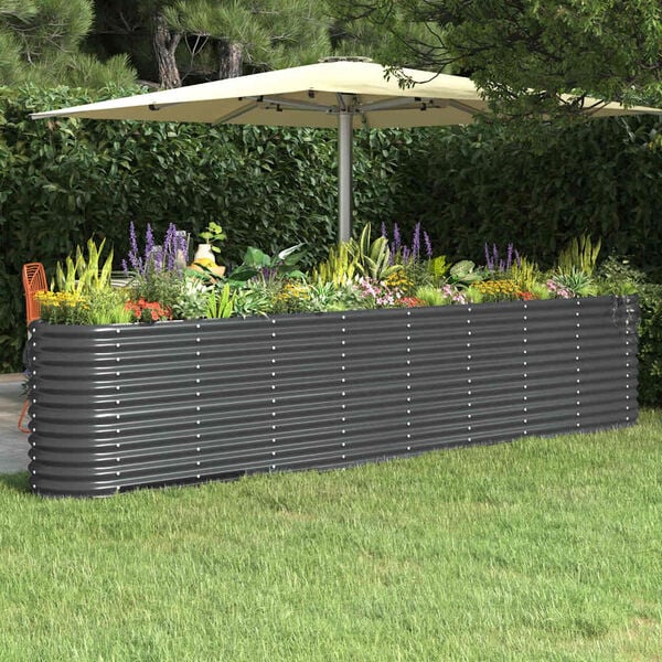 vidaXL Lit sur&eacute;lev&eacute; de jardin Acier galvanis&eacute; Anthracite