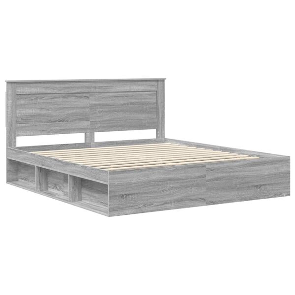 vidaXL Cadre de lit Gris Sonoma 180 x 200 cm Pin massif