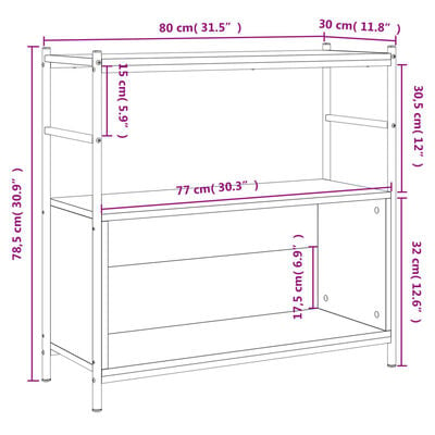 vidaXL Bibliothèque chêne sonoma 80x30x78,5cm bois d'ingénierie et fer