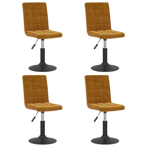 vidaXL Chaises pivotantes &agrave; manger lot de 4 marron velours