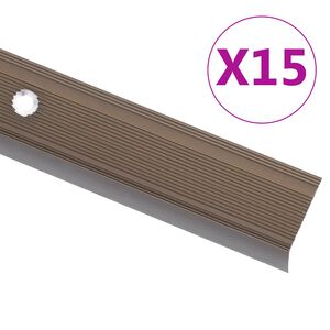 vidaXL Nez de marche forme en L 15 pcs aluminium 90 cm marron