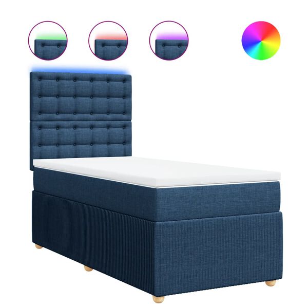 vidaXL Sommier &agrave; lattes de lit avec matelas Bleu 80x200 cm Tissu