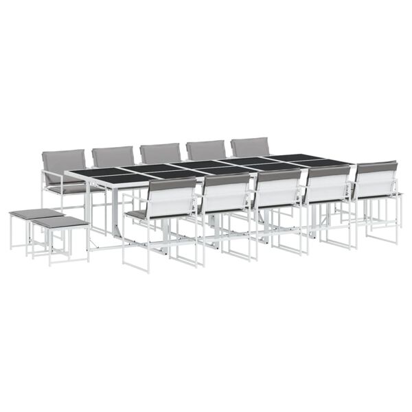 vidaXL Ensemble &agrave; manger de jardin avec coussins 15pcs blanc textil&egrave;ne