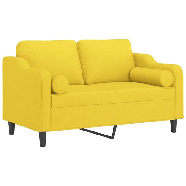 vidaXL Canap&eacute; 2 places avec oreillers jaune clair 120 cm tissu