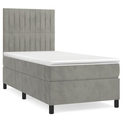 vidaXL Sommier à lattes de lit et matelas Gris clair 90x200 cm Velours