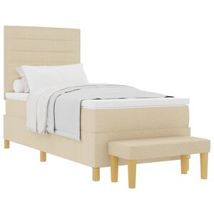 vidaXL Lit &agrave; ressorts avec matelas Cr&egrave;me 90 x 190 cm tissu