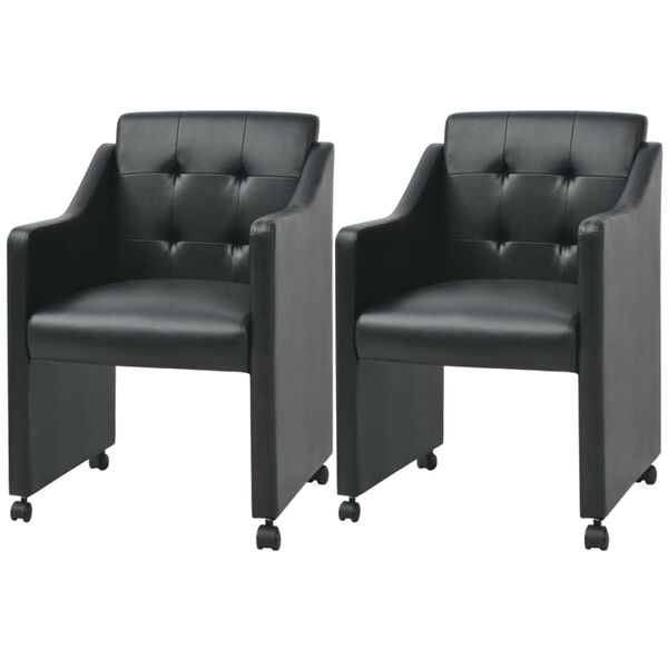 vidaXL Chaises &agrave; manger lot de 2 noir similicuir
