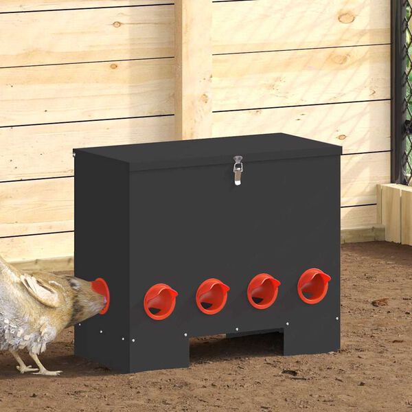 vidaXL Mangeoire pour poules Noir 60,5 x 29 x 51 cm