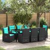 vidaXL Ensemble de salle &agrave; manger pour jardin 9 pcs Noir Poly rotin