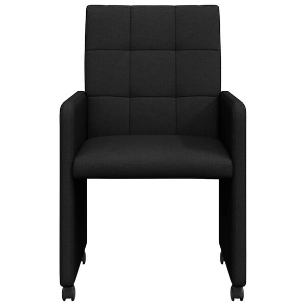 vidaXL Chaises de Salle &agrave; Manger avec Roues 2 pcs Noir 58 x 65 x 94 cm