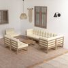 vidaXL Salon de jardin 9 pcs avec coussins Bois de pin massif
