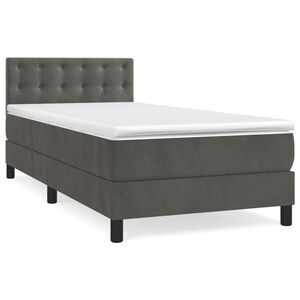 vidaXL Sommier &agrave; lattes de lit et matelas Gris fonc&eacute; 90x200 cm Velours