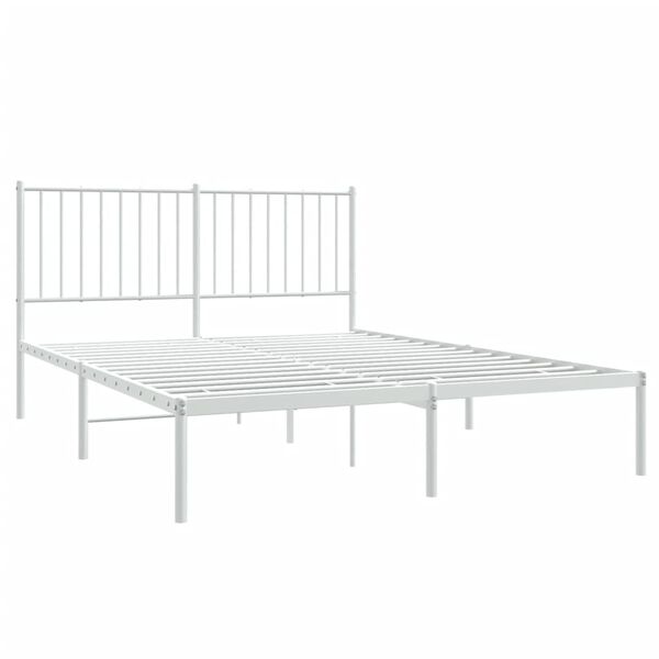 vidaXL Cadre de lit métal sans matelas et tête de lit blanc 140x190 cm