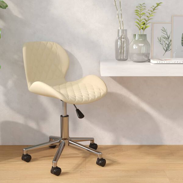 vidaXL Chaise pivotante de salle &agrave; manger Cr&egrave;me Velours