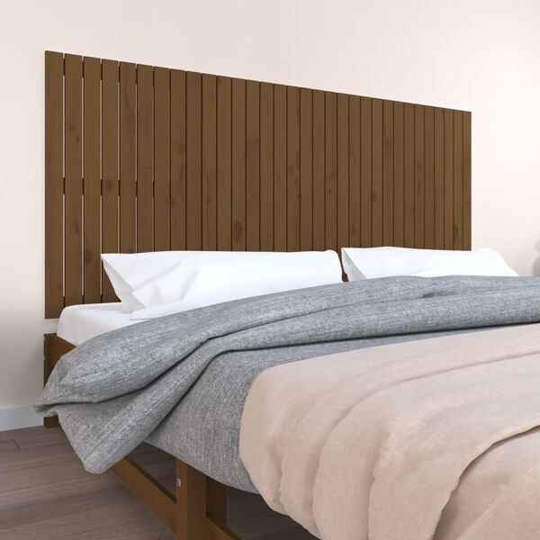 vidaXL T&ecirc;te de lit murale Marron miel 204x3x90 cm Bois massif de pin