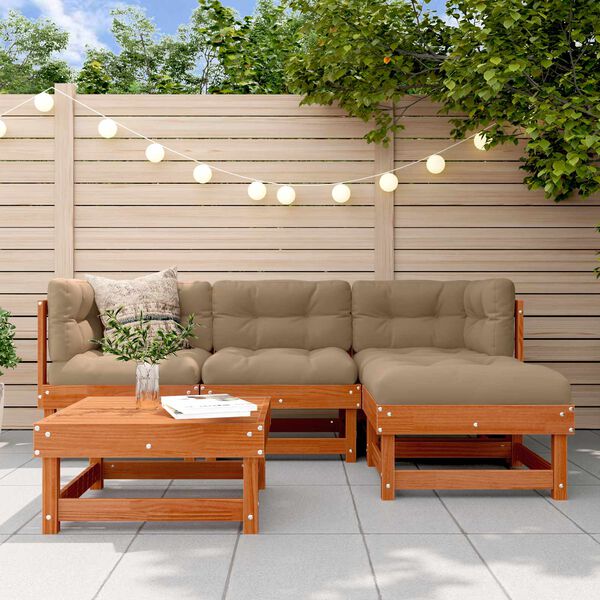 vidaXL Ensemble de salon de jardin 15 pcs Brun Cir&eacute; Pin massif