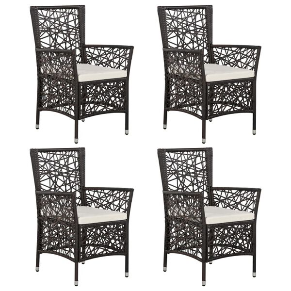 vidaXL Ensemble &agrave; manger de jardin coussins 5pcs R&eacute;sine tress&eacute;e Marron