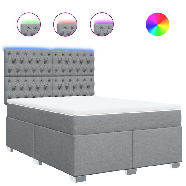 vidaXL Sommier &agrave; lattes de lit avec matelas Gris clair 160x200cm Tissu