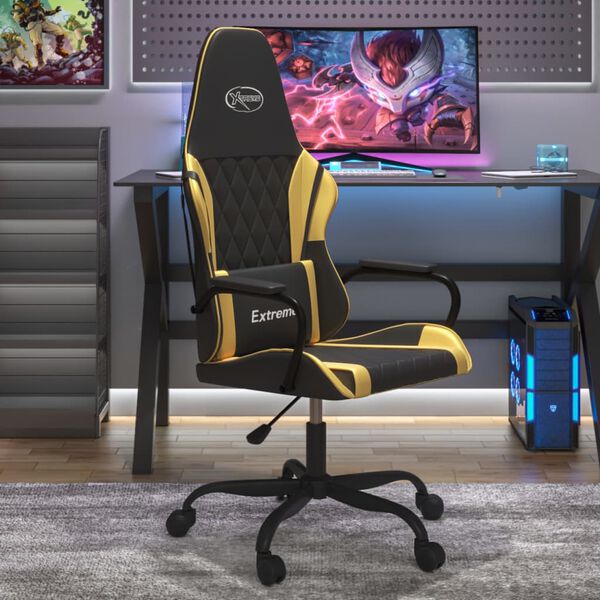 vidaXL Chaise de jeu Noir et dor&eacute; Similicuir