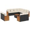 vidaXL Salon de jardin 12 pcs avec coussins noir r&eacute;sine tress&eacute;e