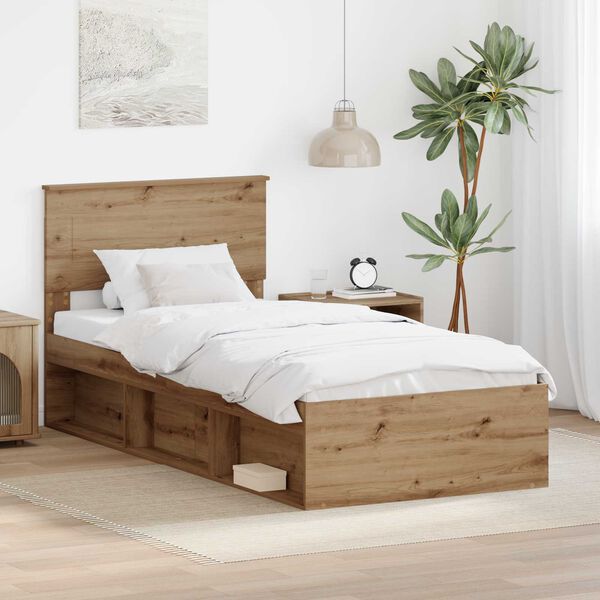 vidaXL Cadre de lit Ch&ecirc;ne artisan 90 x 200 cm Bois d'ing&eacute;nierie