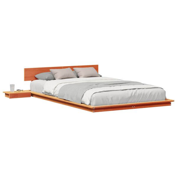 vidaXL Cadre de lit Marron 135 x 190 cm bois