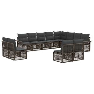 vidaXL Ensemble de canap&eacute; de jardin 12 pc Gris polyrotin