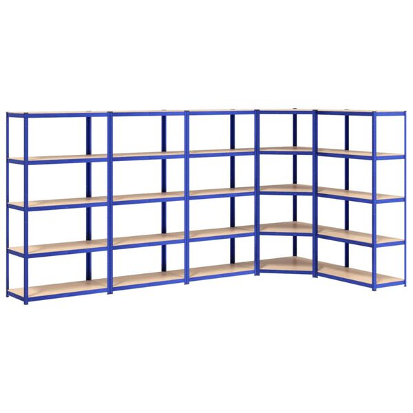 vidaXL &Eacute;tag&egrave;res &agrave; 5 niveaux 5 pcs Bleu Acier et bois d'ing&eacute;nierie