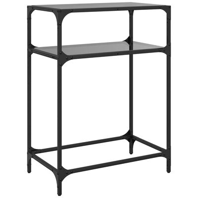 vidaXL Table console avec dessus en verre noir 60x35x81 cm acier