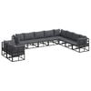 vidaXL Ensemble de canap&eacute; de jardin avec coussin 10 pcs Noir Aluminium
